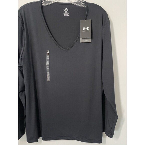 Under Armour V-Neck Meridian Long sleeve Longline Shirt Women’s S Black LooseFit - Picture 3 of 12